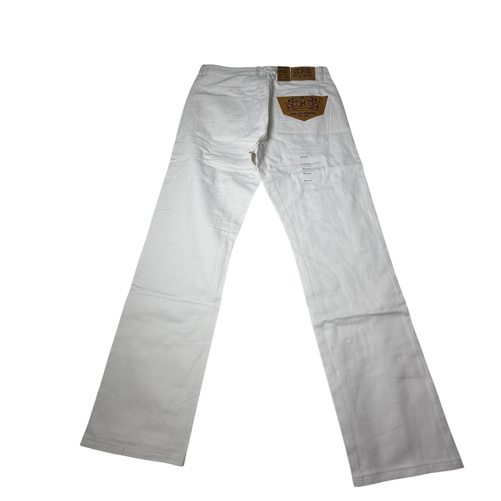 Hajji Denim Straight Leg Jeans Mens 34x32 White New HJ1957-1 Stretch Casual